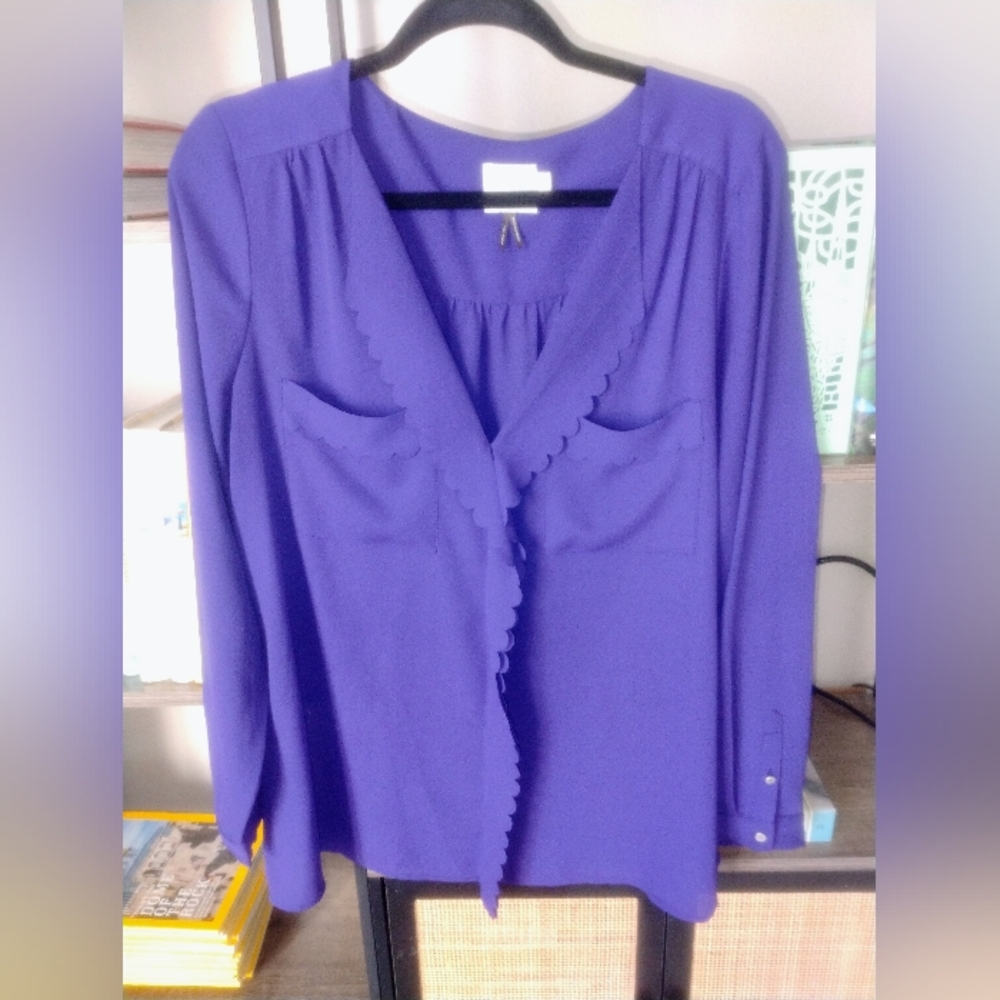 Royal Purple Retro Eyelash Scalloped HD In Paris Work Blouse